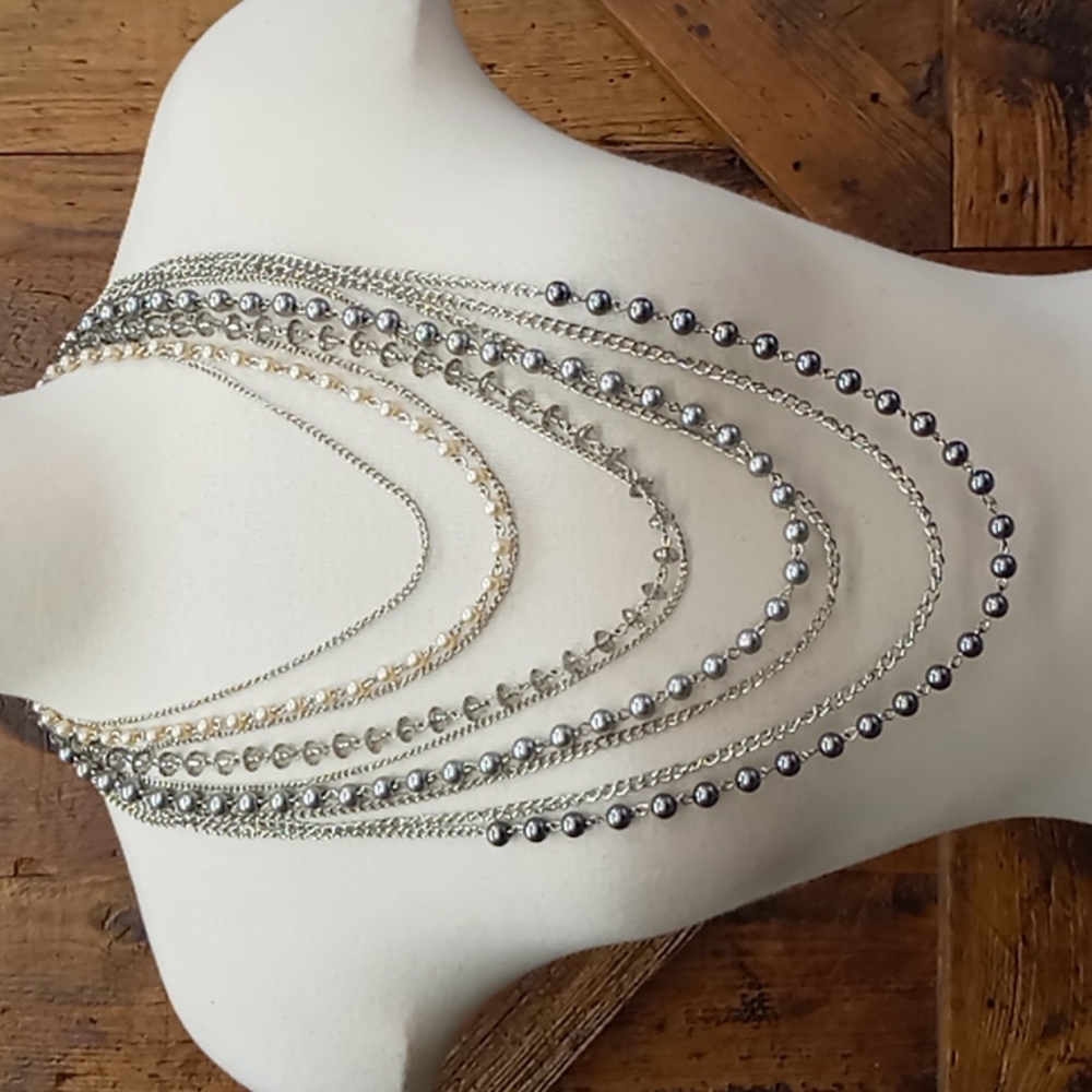 Silver Beaded Layer Necklace